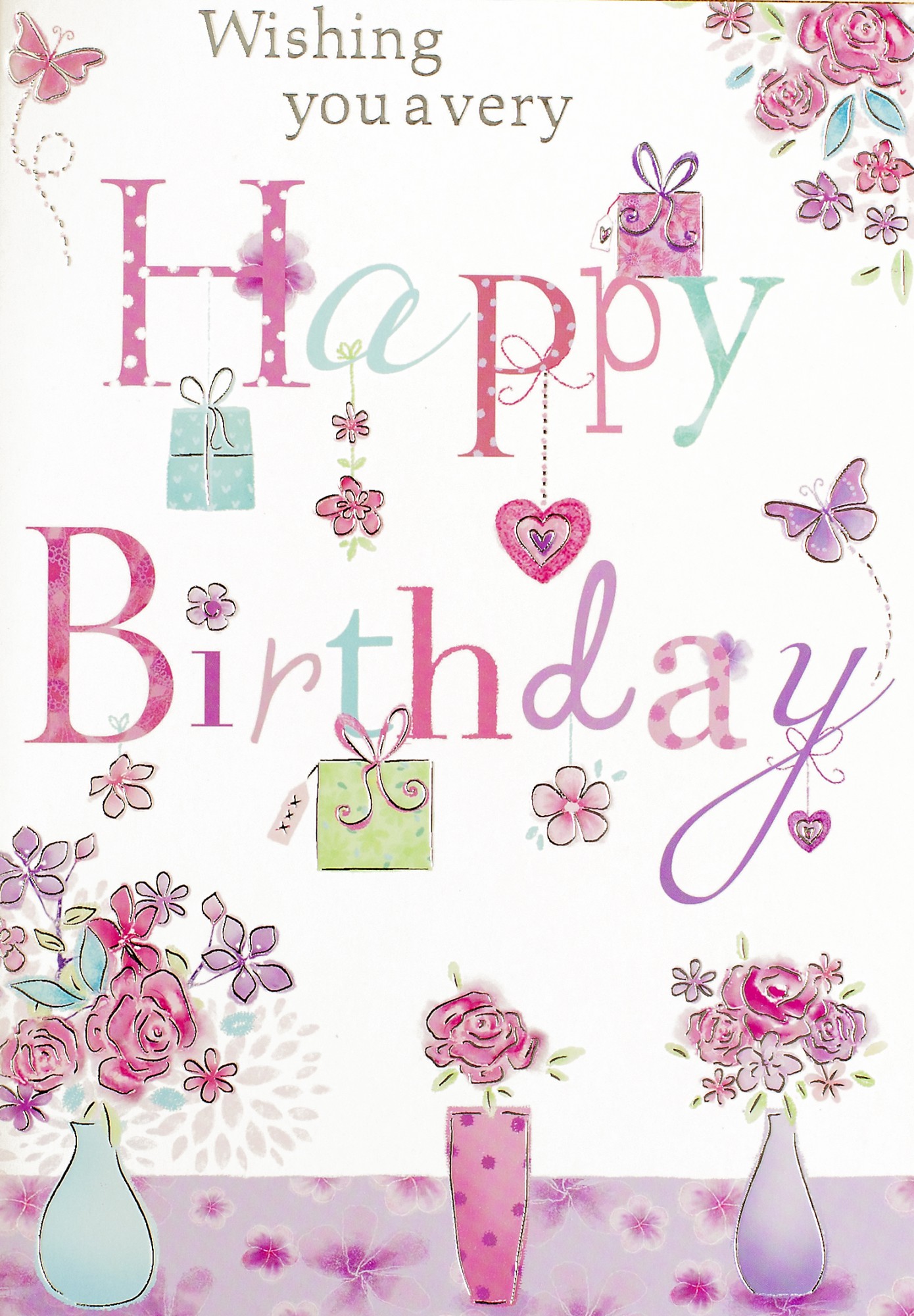 happy birthday wishes floral butterfly paper napkin... Open Female Greeting Cards - LP Wholesale
