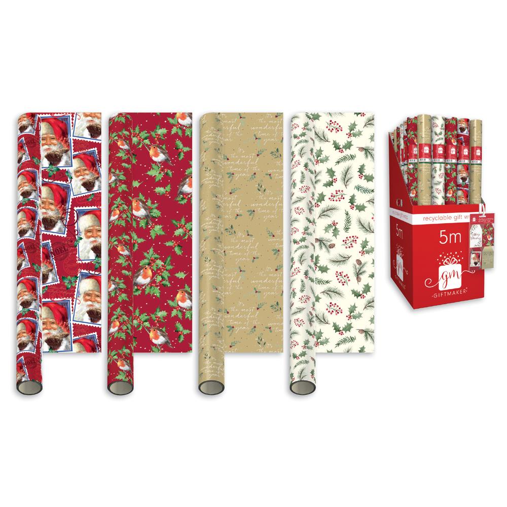Traditional Wrapping Paper Roll 5 Meter *DISPLAY BOX INCLUDED* - LP ...